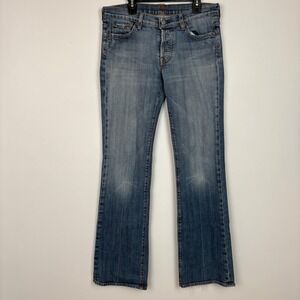 7 For All Mankind Womens Boy Cut Jeans 29 Blue Low Rise Button Fly Y2K Stretch